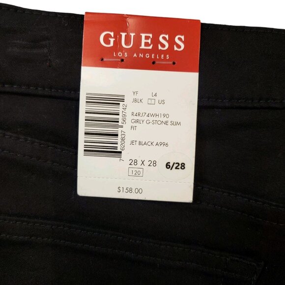 Guess Girly G Stone Slim Fit High Rise Straight Black Jeans Size 6/28 NWT - Picture 15 of 16